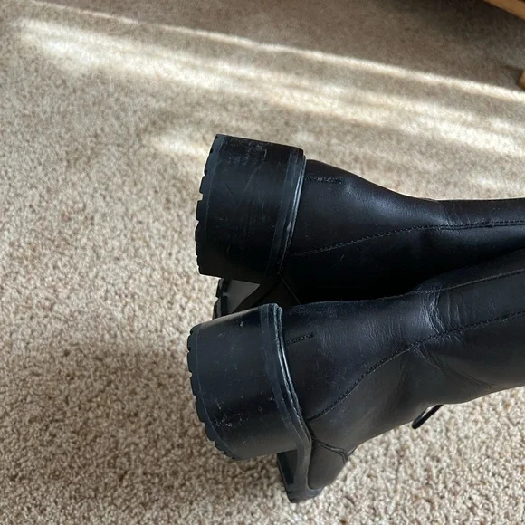 Black Leather Lace-Up Boots - Picture 8 of 9